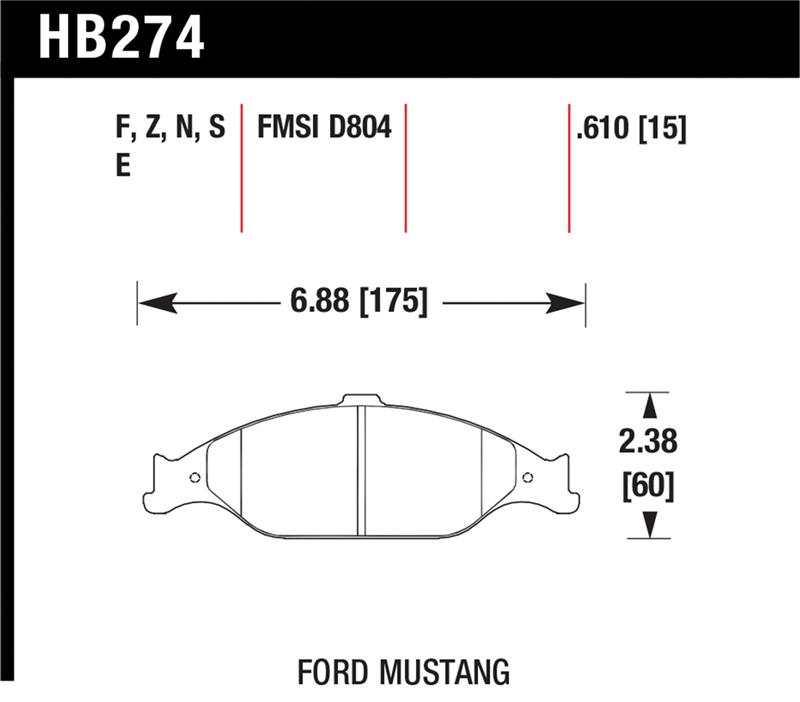 Hawk 96-10 Ford Mustang Blue 9012 Race Front Brake Pads