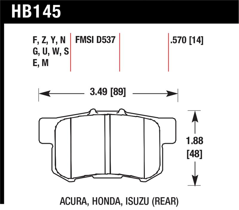Hawk Acura / Honda HT-10 Race Rear Brake Pads