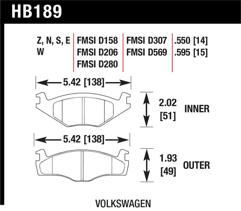 Hawk Blue 9012 Brake Pads Volkswagen