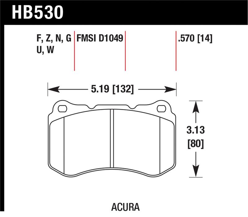 Hawk 07-08 Acura TL Type S DTC-60 Race Front Brake Pads