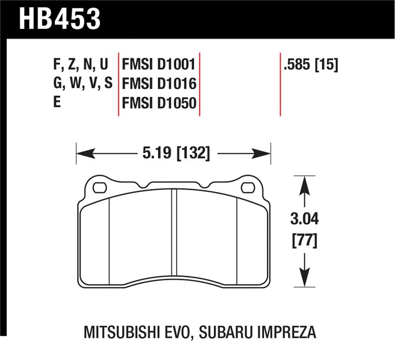 Hawk 03-06 Evo / 04-09 STi / 09-10 Genesis Coupe (Track) / 2010 Camaro SS DTC-70 Race Front Brake Pa