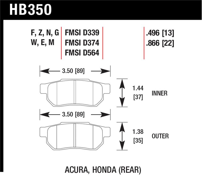 Hawk 90-01 Acura Integra (excl Type R) / 98-00 Civic Coupe Si Performance Ceramic Street Rear Brake