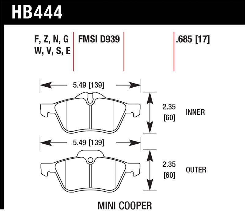 Hawk 02-06 Mini Cooper / Cooper S Performance Ceramic Street Front Brake Pads