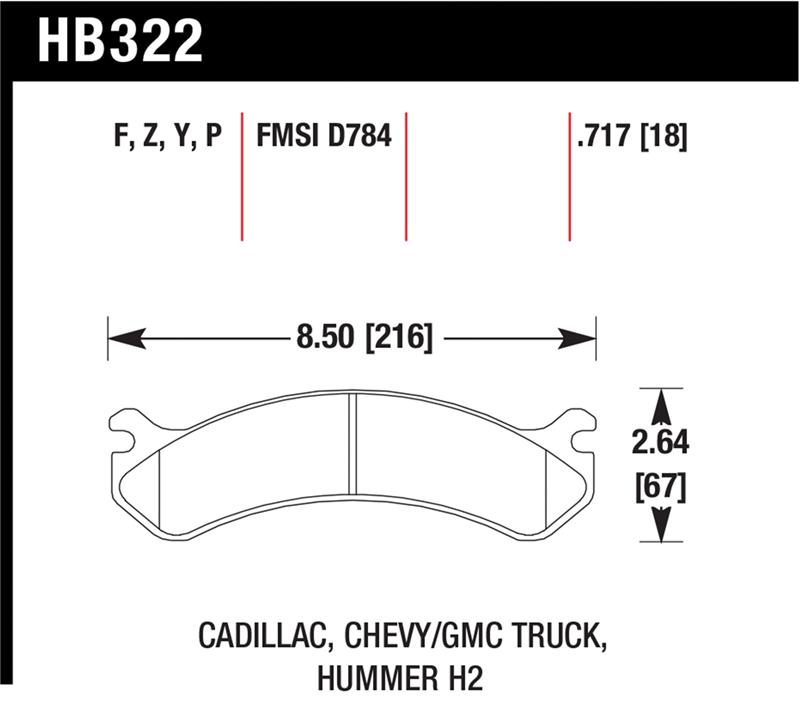 Hawk Chevy / GMC Truck / Hummer LTS Street Front Brake Pads