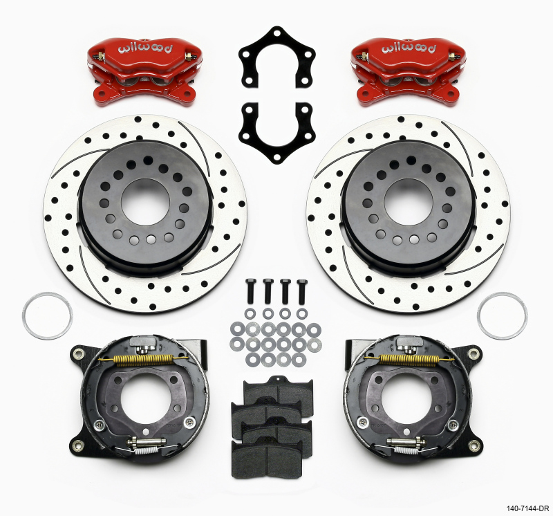 Wilwood Forged Dynalite P/S P-B Kit Drilled-Red Mopar/Dana 2.36in Off w/Snap Ring Bearing