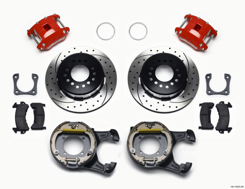Wilwood D154 P/S P-B Kit Drilled-Red 12 Bolt 2.81in Offset Staggered Shock