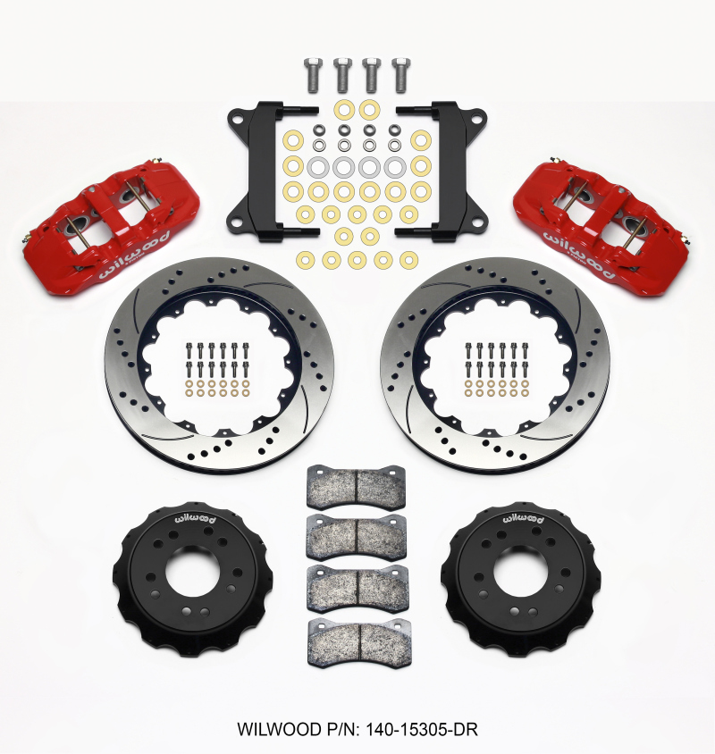 Wilwood AERO6 Front Hat Kit 14.00 Drilled Red 63-87 C10 w/ Wilwood Pro Spindles