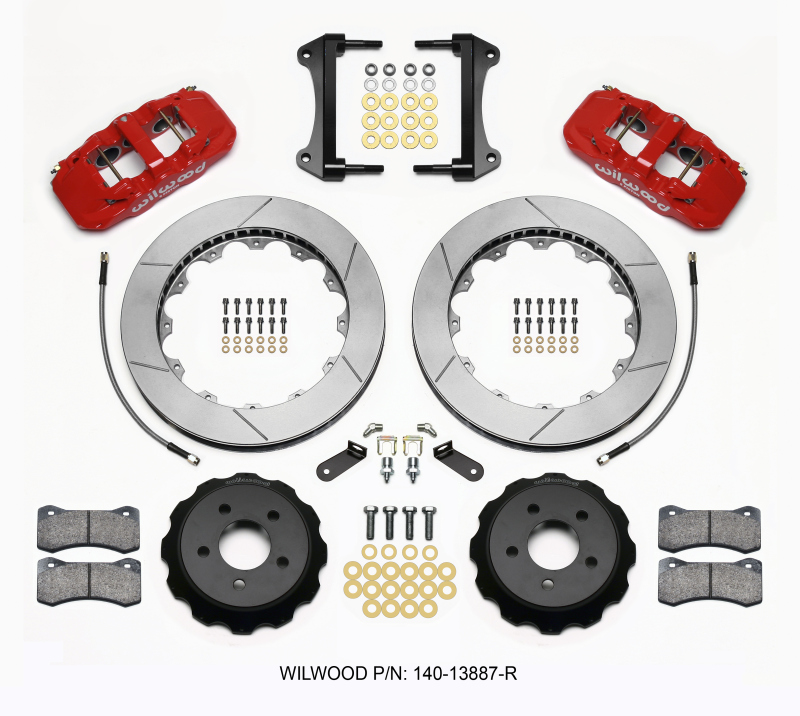 Wilwood AERO6 Front Hat Kit 15.00 Red 15-23 Mustang w/Lines