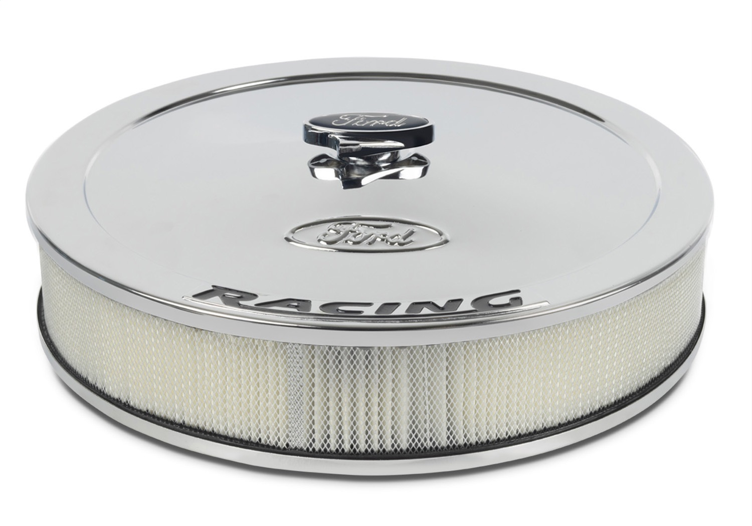 Air Cleaner Kit: Chrome, Ford Emblem And Black Ford Racing Emblem (302-351)