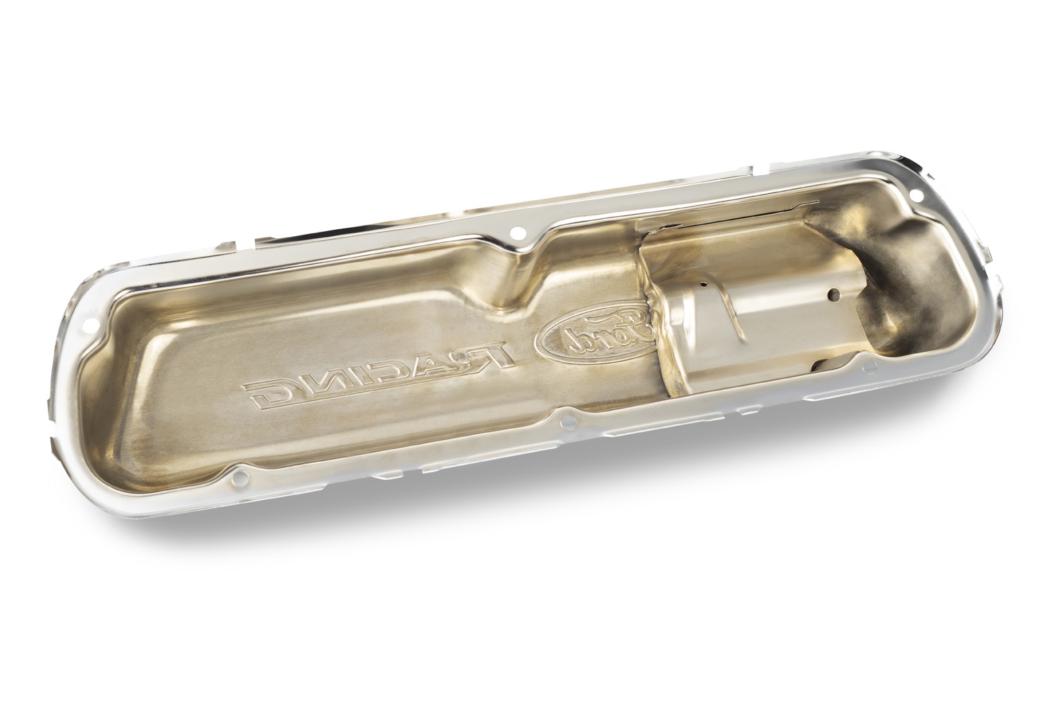 Ford Racing Embossed Logo Stamped Steel Valve Covers Chrome (302-070)