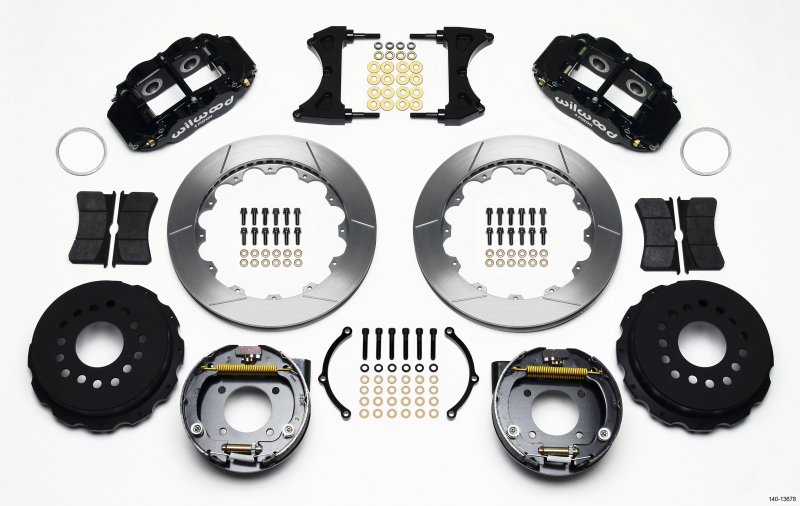 Wilwood Narrow Superlite 4R Rear P-Brk Kit 12.88in Chevy 12 Bolt w/ C-Clips 2.75in Off Stag Mount