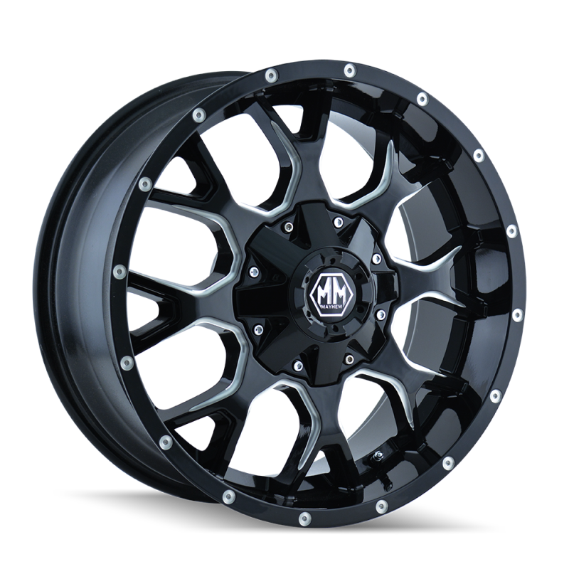 Mayhem 8015 Warrior 17x9 / 5x114.3 BP / -12mm Offset / 87mm Hub Black w/ Milled Spokes Wheel