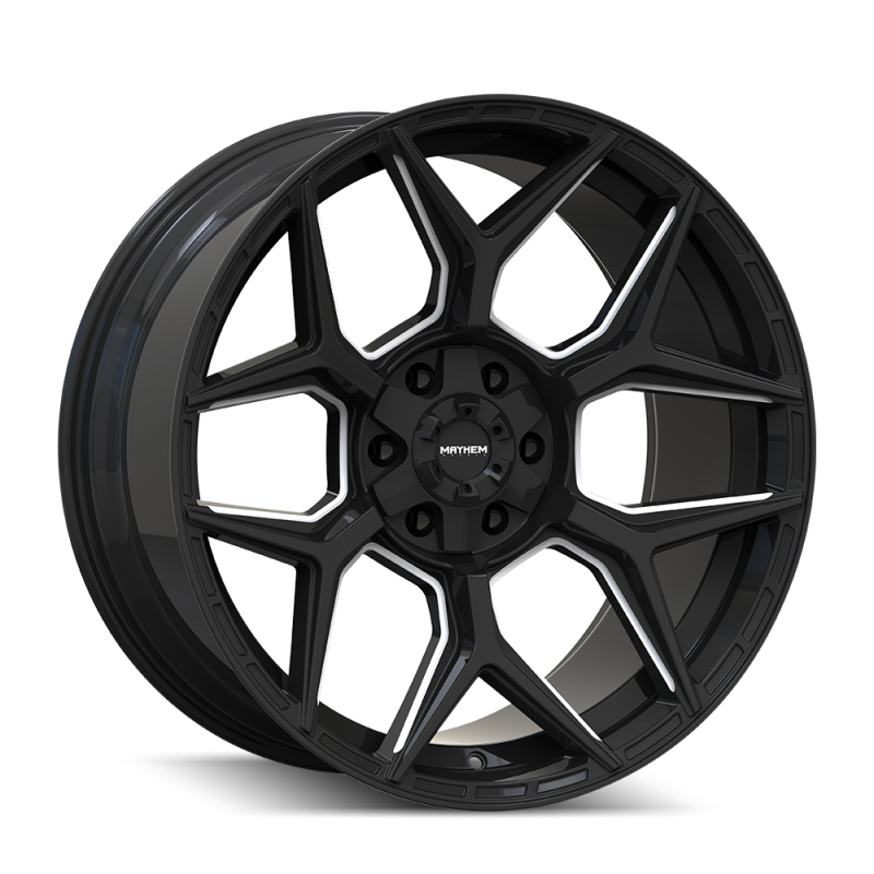 Mayhem Vanquish 8119 22x10 / 6x135/6x139.7 / -19mm Offset / 106.1mm Hub - Gloss Black Milled