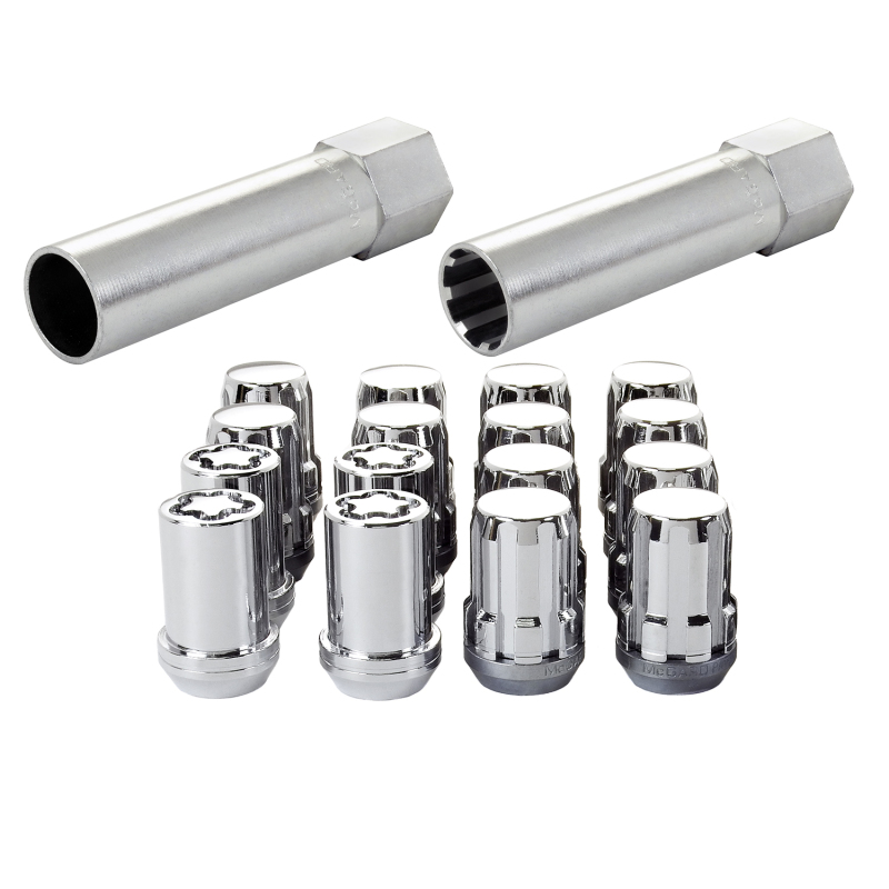 McGard SplineDrive Tuner 4 Lug Install Kit w/Locks & Tool (Cone) M12x1.5 / 13/16 Hex - Chrome (CS)