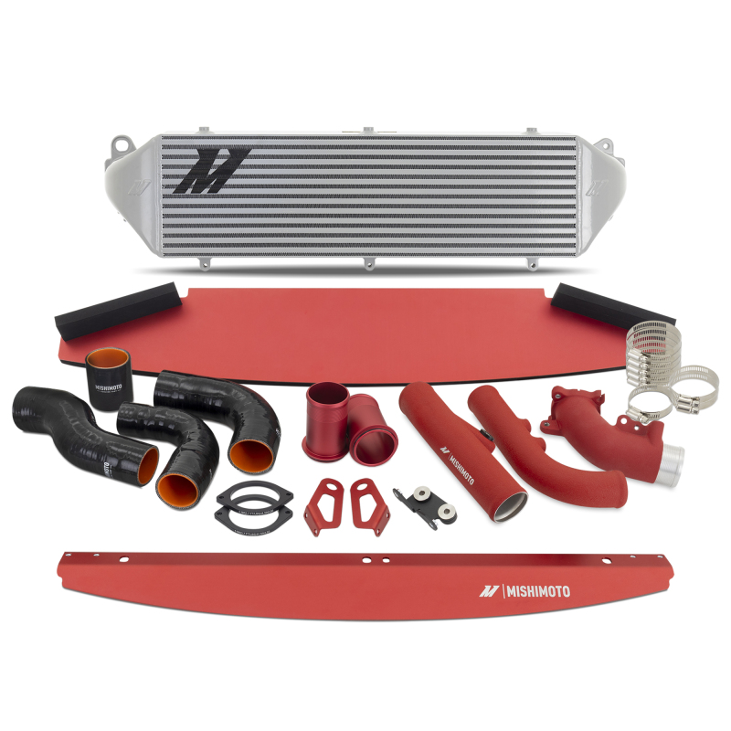 Mishimoto 2023+ Toyota GR Corolla Intercooler & Pipe Kit - Silver Cooler - Red Pipes