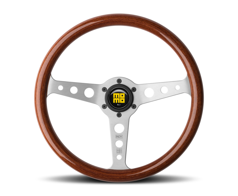Momo Indy Steering Wheel 350 mm - Mahogany Wood/Brushed Spokes