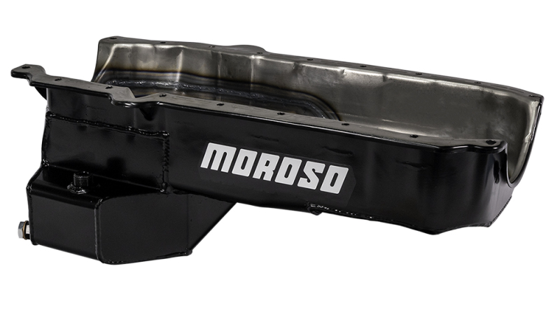 Moroso 86-Up Chevrolet SBC (w/Passenger Side Dipstick) Wet Sump 5.5qt 7.5in Steel Oil Pan - Black