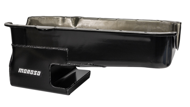 Moroso Pre-80 Chevrolet Small Block (w/Driver Side Dipstick) Wet Sump 6qt 9in Steel Oil Pan - Black