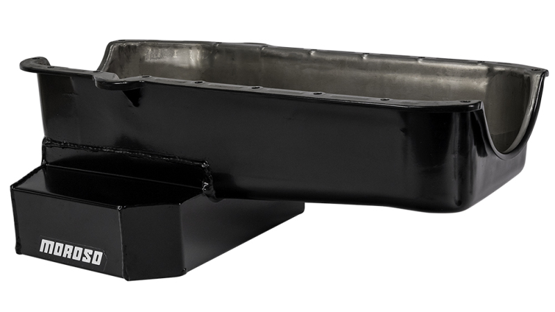 Moroso 80-85 Chevrolet SBC(w/Passenger Side Dipstick) Wet Sump 7qt 7.5in Steel Oil Pan - Black