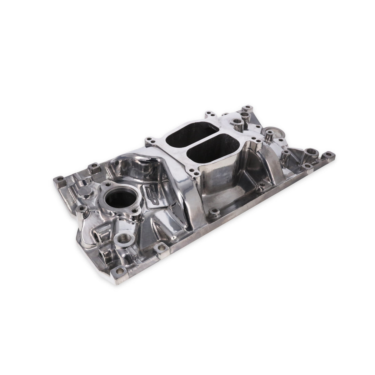 Chevy Small Block Vortec Carbureted Aluminum Dual Plane Intake Manifold - Polished