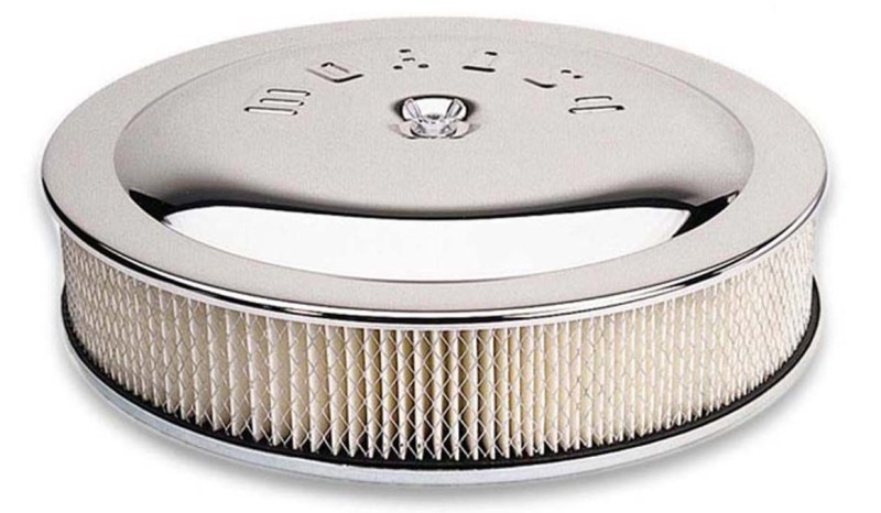 Moroso Racing Air Cleaner - 14in x 3in Filter - Flat Bottom - Steel - Chrome Plated - 4500