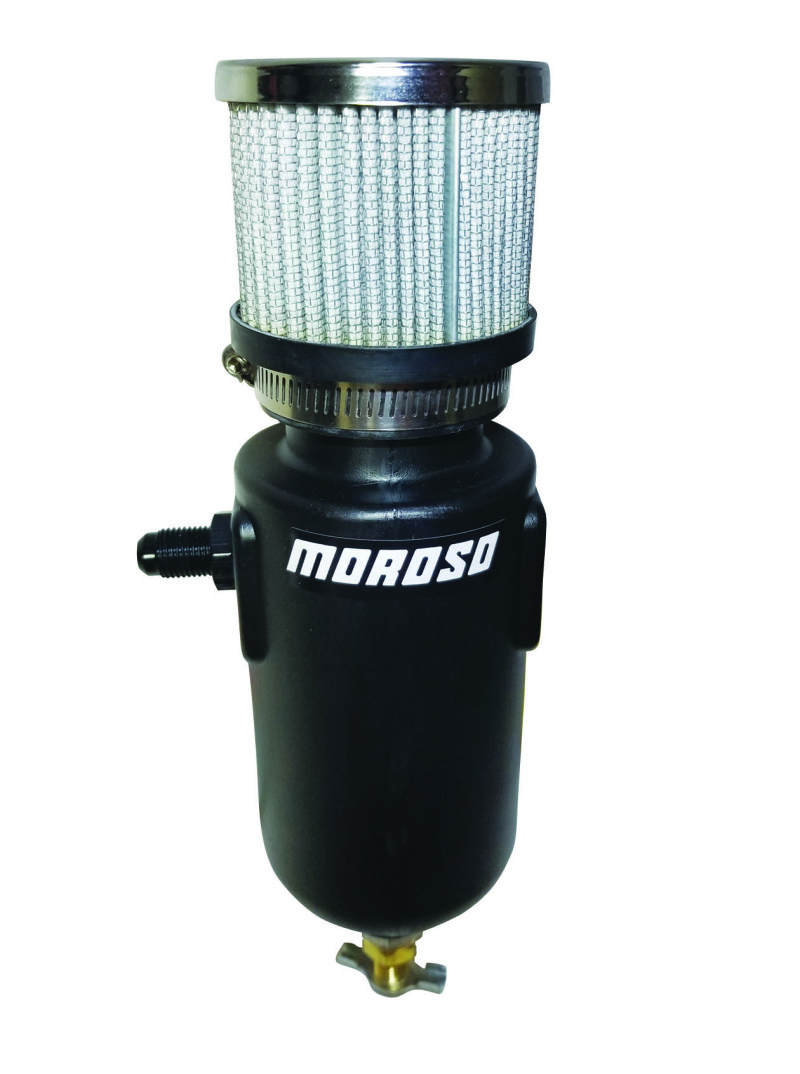 Moroso Breather Tank/Catch Can -6An Male Inlet - Black Polyethylene