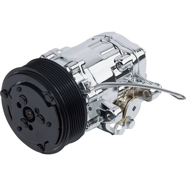 Peanut Style AC Compressor, Chrome, 8 Rib Clutch - Chrome