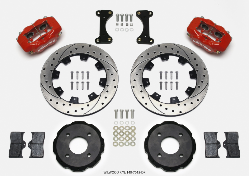 Wilwood Forged Dynalite Front Hat Kit 12.19in Drilled Red 2002 Mitsubishi Lancer
