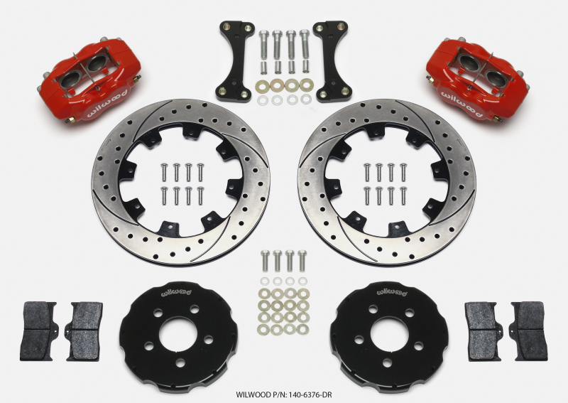 Wilwood Forged Dynalite Front Hat Kit 12.19in Drilled Red 00-04 PT Cruiser/03-04 SRT/4