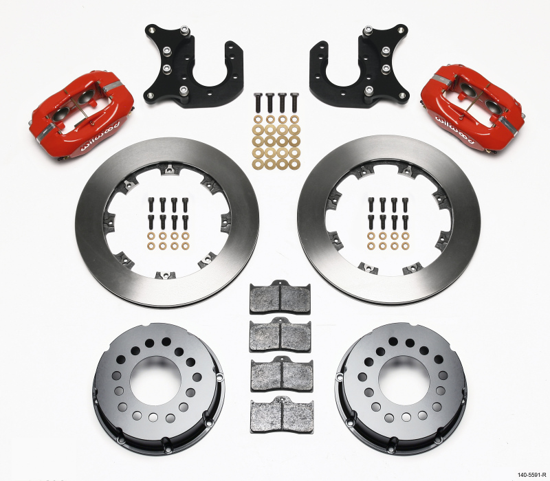 Wilwood Forged Dynalite P/S Rear Kit Red Mopar/Dana 2.36in Off w/Snap Ring Bearing