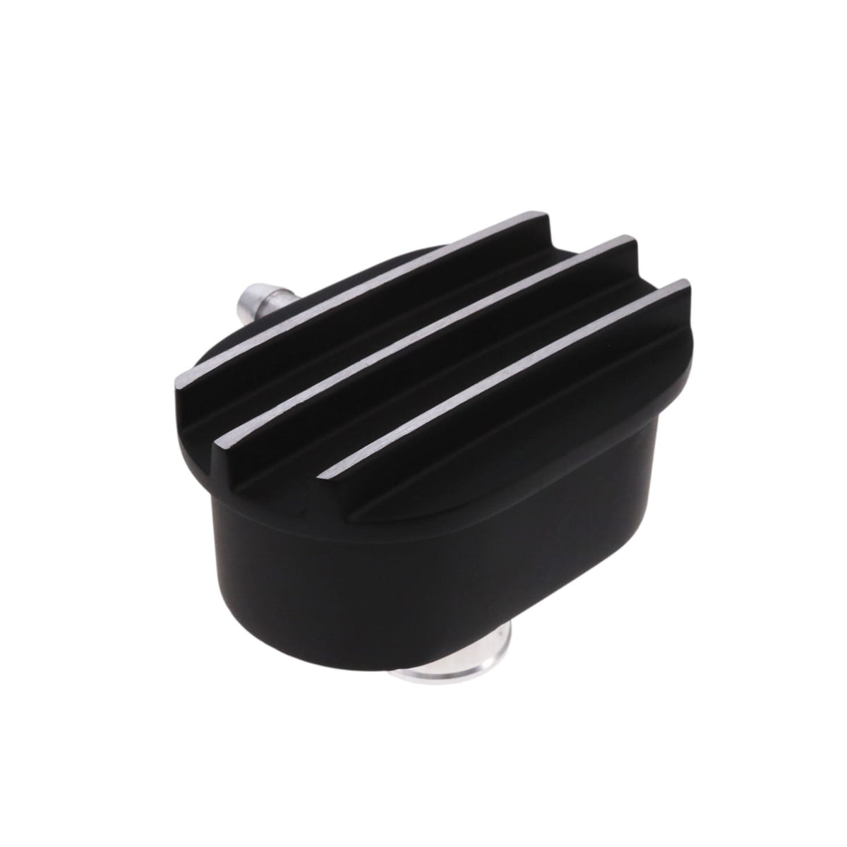 Aluminum Breather Cap, Push-In with Tube Oval Finned - Black