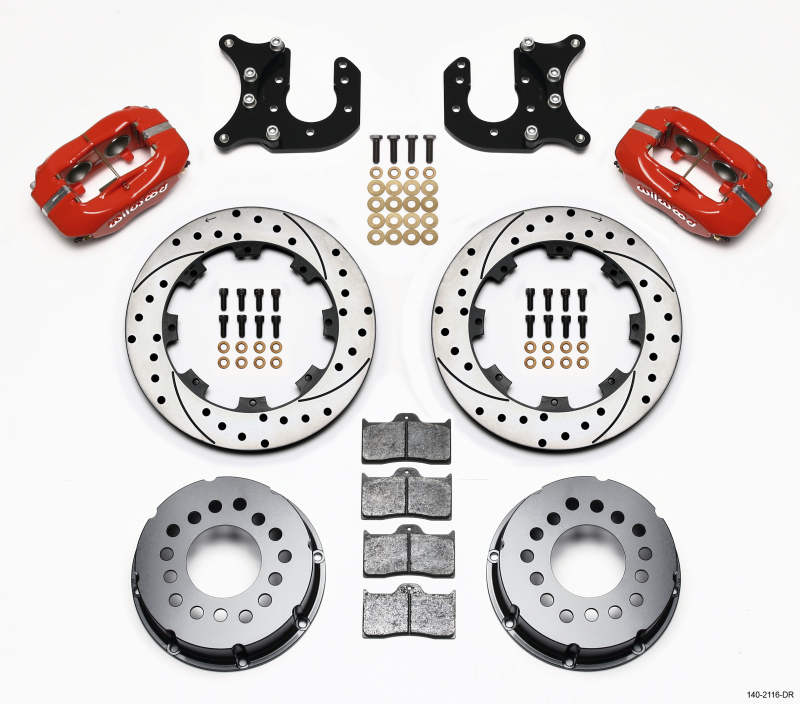 Wilwood Forged Dynalite P/S Rear Kit Drilled Red Mopar-Dana 2.72in Offset