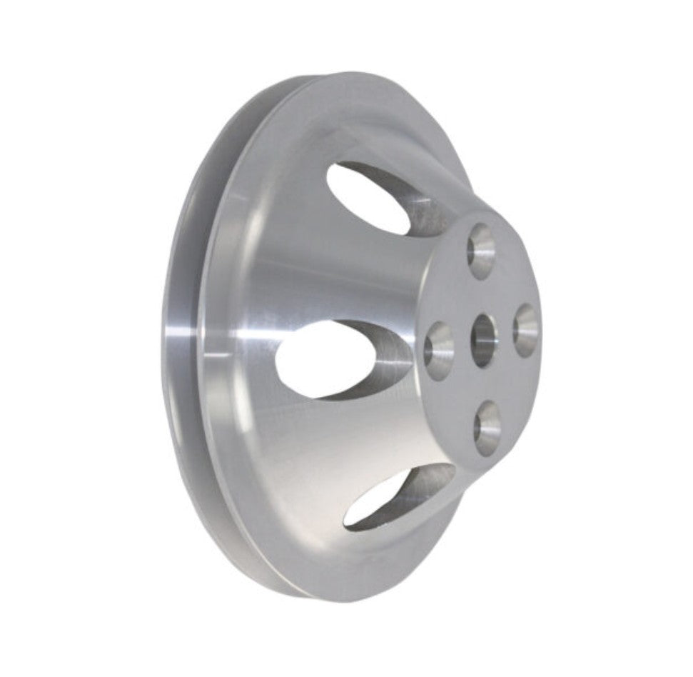 Chevy Small Block Single-Groove Aluminum Long Water Pump Pulley - Satin