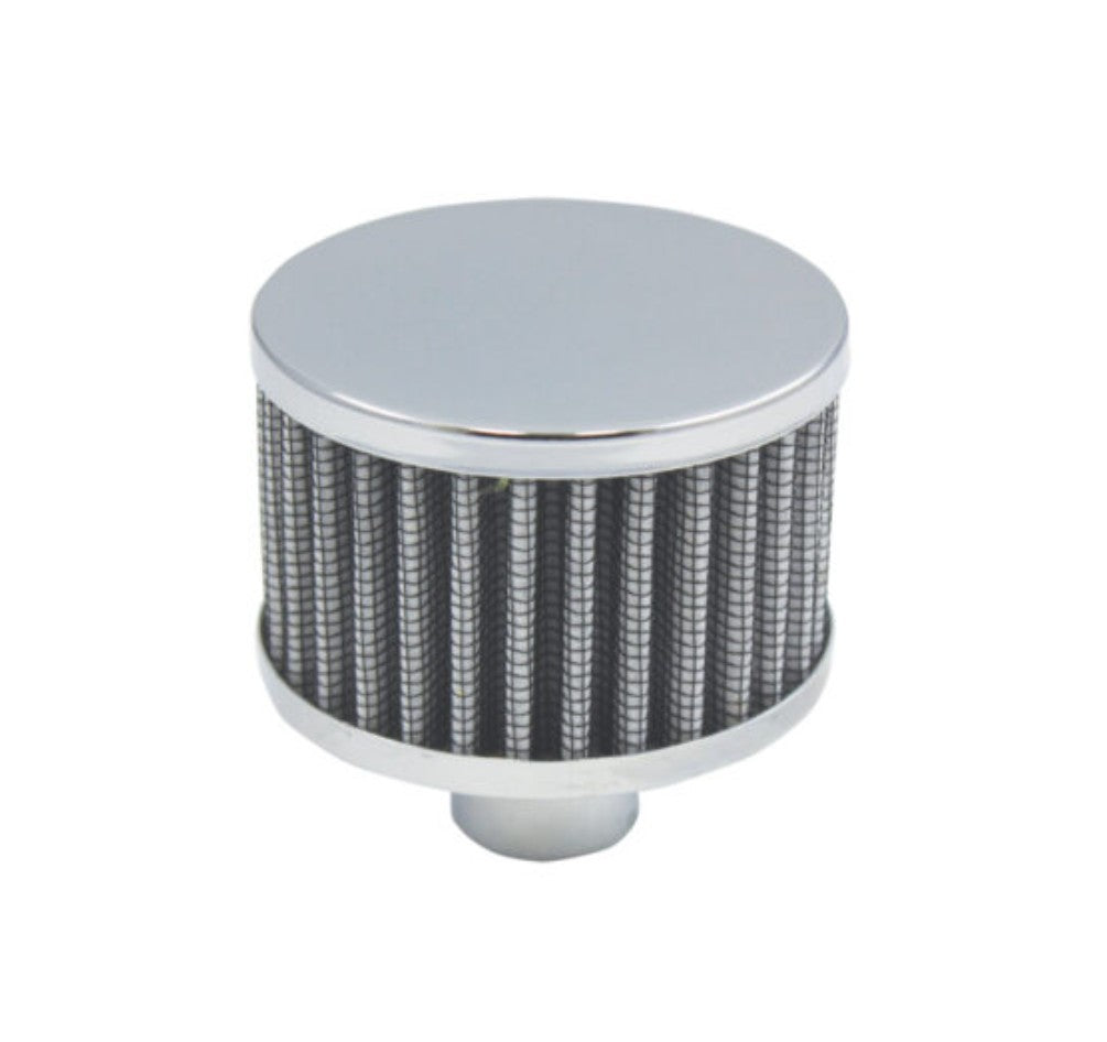 Chrome Steel Round Push-In No-Lip Breather with Washable Filter