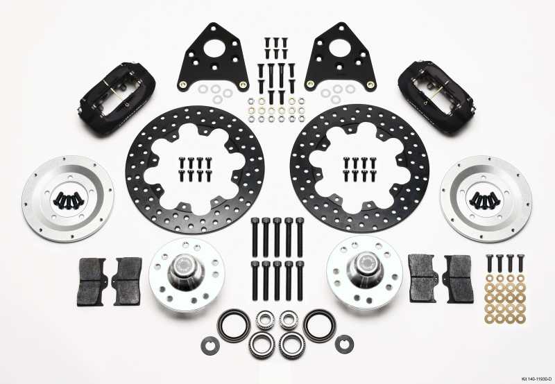 Wilwood Forged Dynalite Front Drag Kit Drilled Rotor 1970-1973 Mustang Disc & Drum Spindle