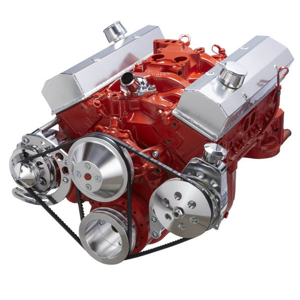 Chevy Small Block V-Belt System - Alternator & Power Steering LWP - Polished