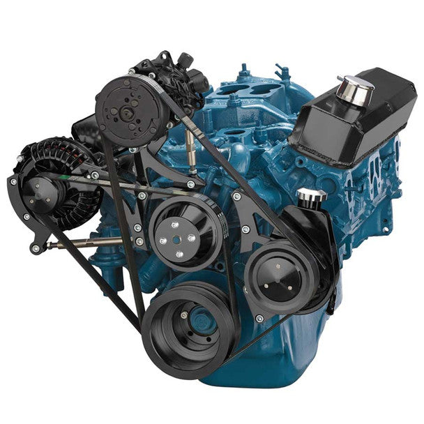 Small Block Chrysler Serpentine Conversion, AC and Power Steering - Black