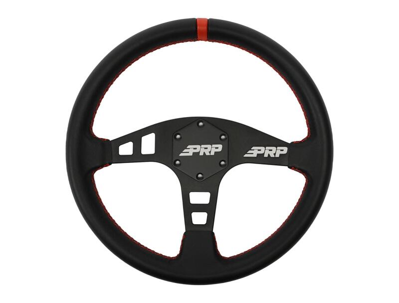 PRP Flat Leather Steering Wheel - Red