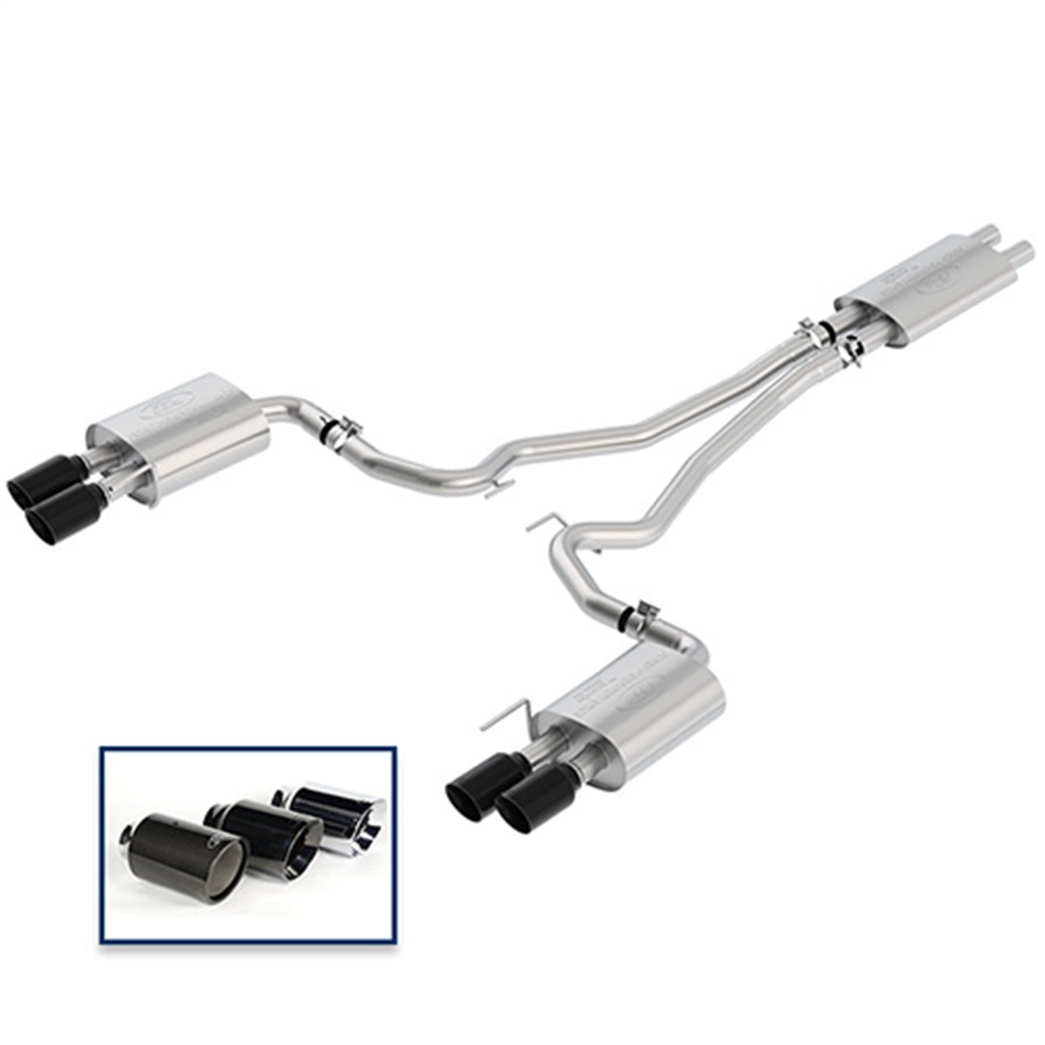 2018-2023 Mustang GT 5.0L Cat-Back Touring Exhaust System With Black Chrome Tips (M-5200-M8TBA)