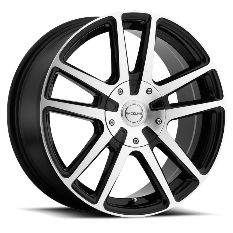 Raceline 145M Encore 16x7in / 5x108/5x114.3 BP / 40mm Offset / 72.62mm Bore - Black & Machined Wheel