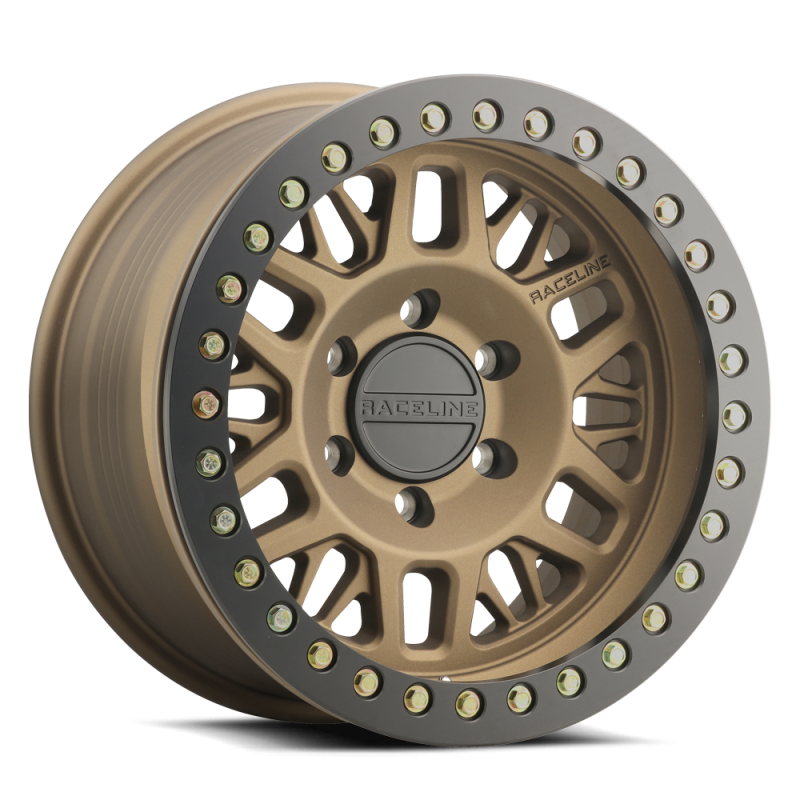 Raceline RT951B Ryno 17x9in/5x127 BP/-12mm Offset/83.82mm Bore - Bronze & Black Ring Beadlock Wheel