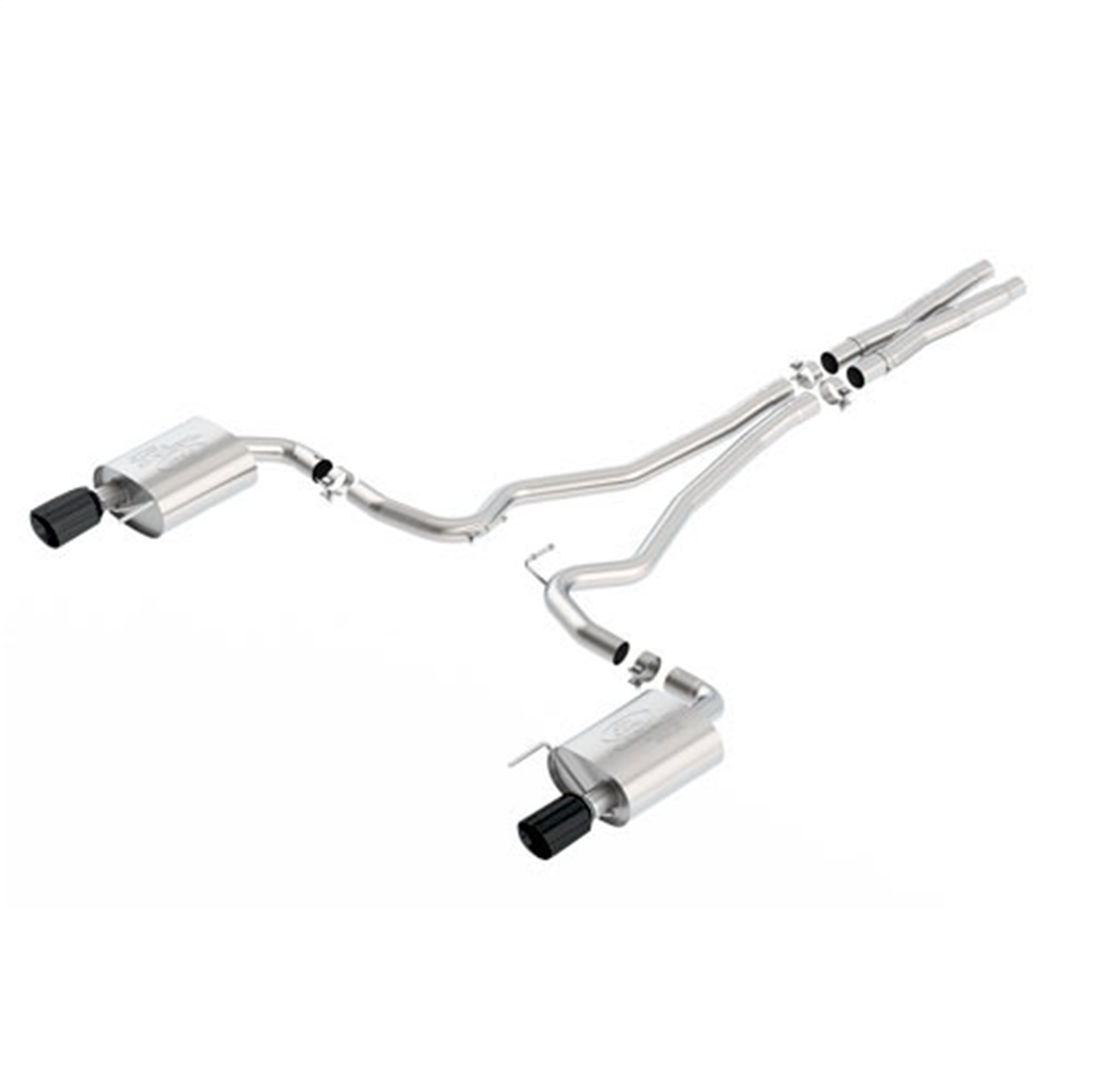2015-2017 Mustang GT 5.0L Cat Back Touring Exhaust System-Black Chrome Tips (M-5200-M8TB)