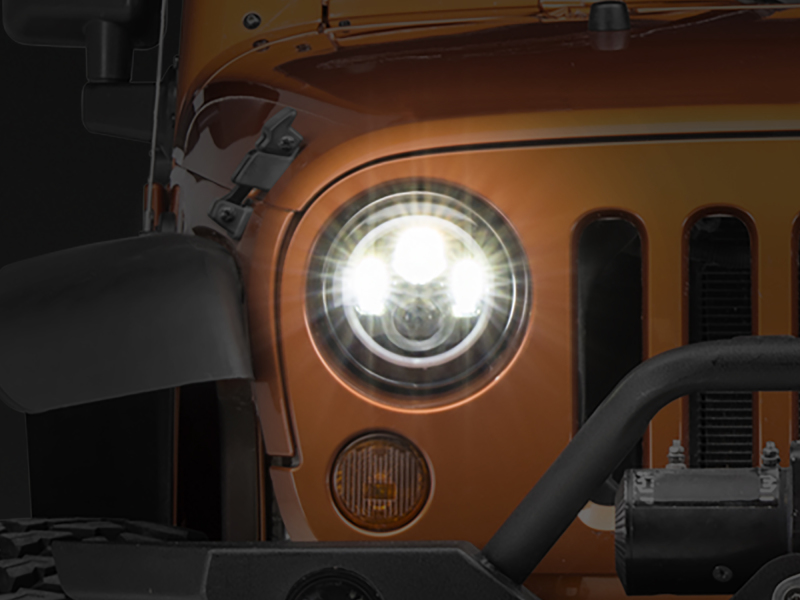 Raxiom 97-18 Jeep Wrangler TJ/JK Axial Halo Headlights w/ DRL Amber Signals- Black Hsng (Clear Lens)