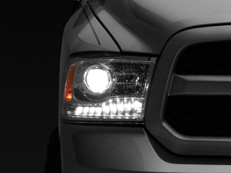 Raxiom 09-18 Dodge RAM 1500 LED Halo Headlights w/ Switchback Turn Signals- Chrome Hsng (Clear Lens)