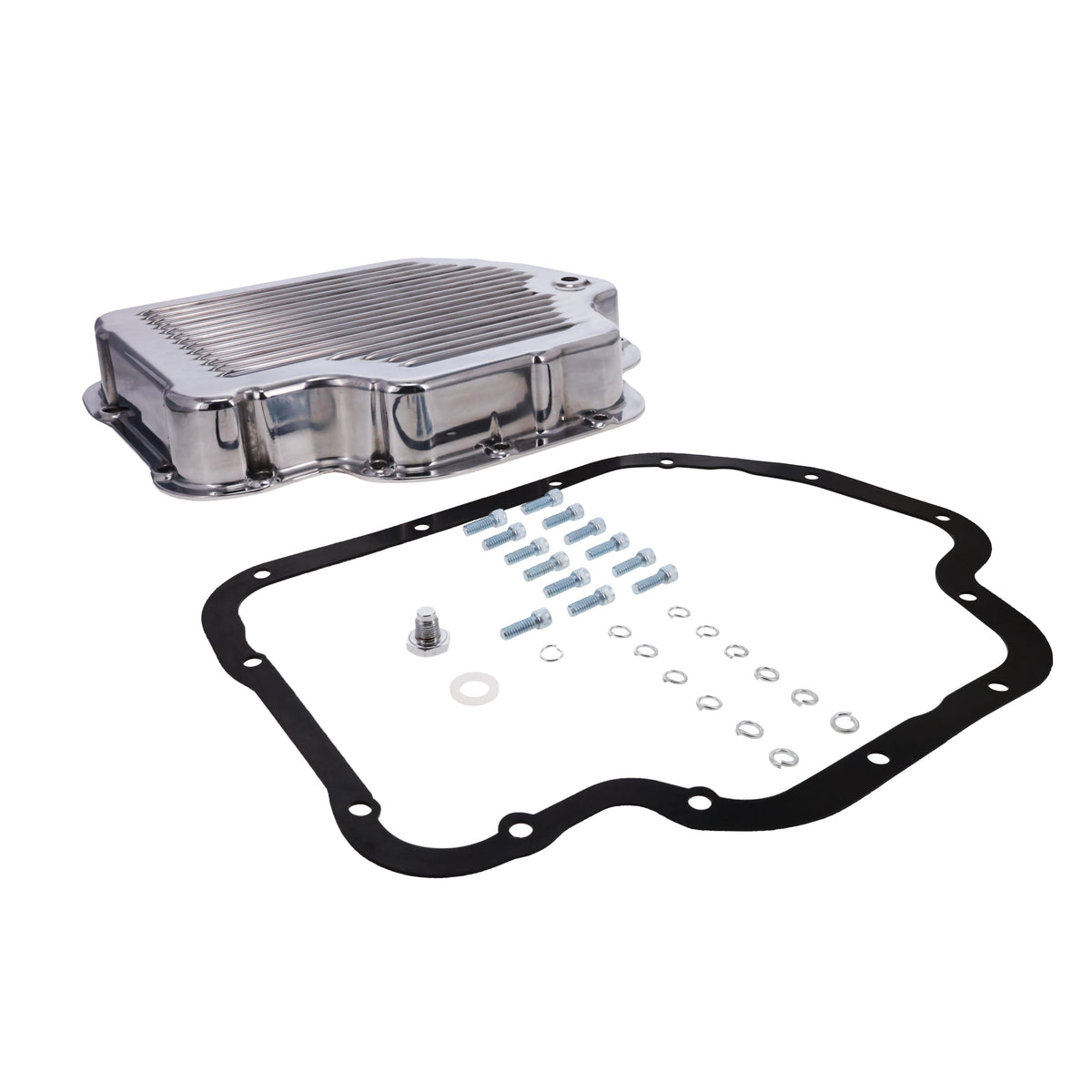GM TH400 Finned Aluminum Transmission Pan, Stock Depth - Polished