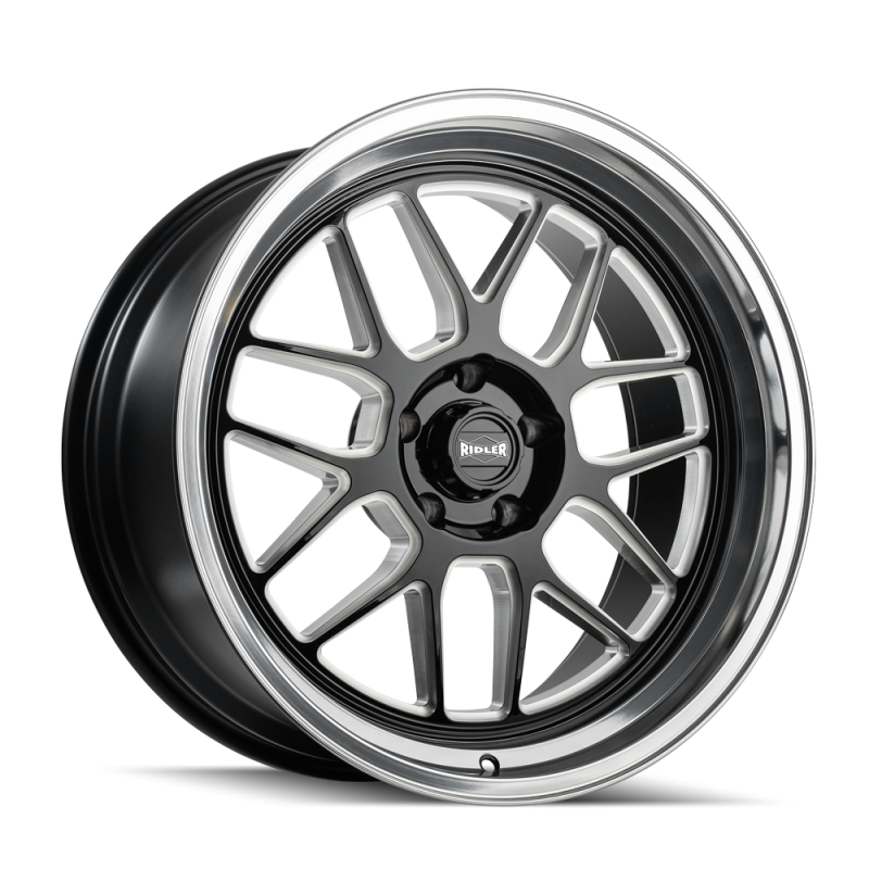 Ridler 611 20x10 / 5x114.3 BP / 0mm Offset / 83.82mm Hub Gls Blk Mill w/ Diamond Cut Lip Wheel