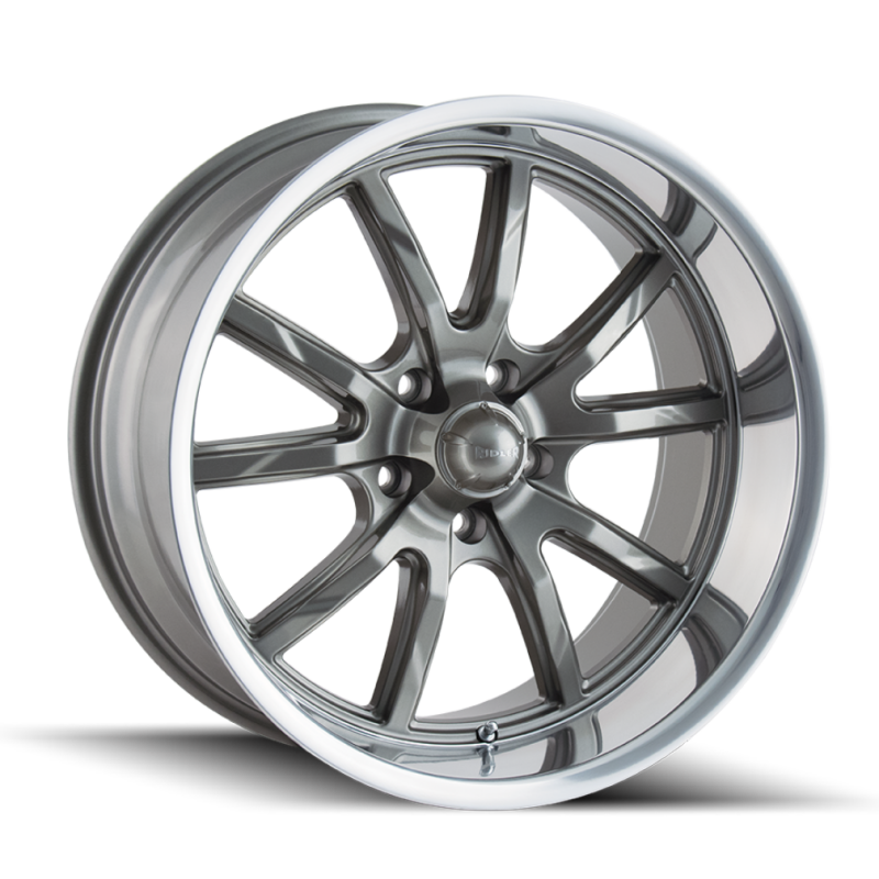 Ridler 650 18x8 / 5x127 BP / 0mm Offset / 83.82mm Hub Gloss Grey Polished Wheel