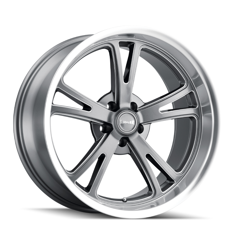 Ridler 606 17x8 / 5x120.65 BP / 0mm Offset / 83.82mm Hub Gloss Grey Machined Wheel