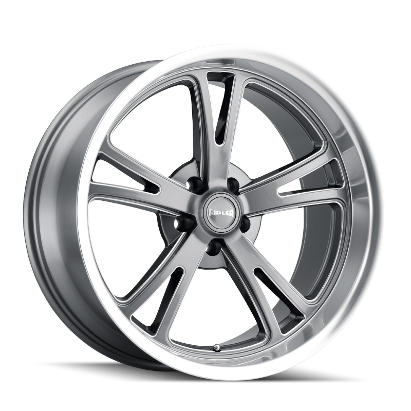 Ridler 606 17x7 / 5x114.3 BP / 0mm Offset / 83.82mm Hub Gloss Grey Machined Wheel