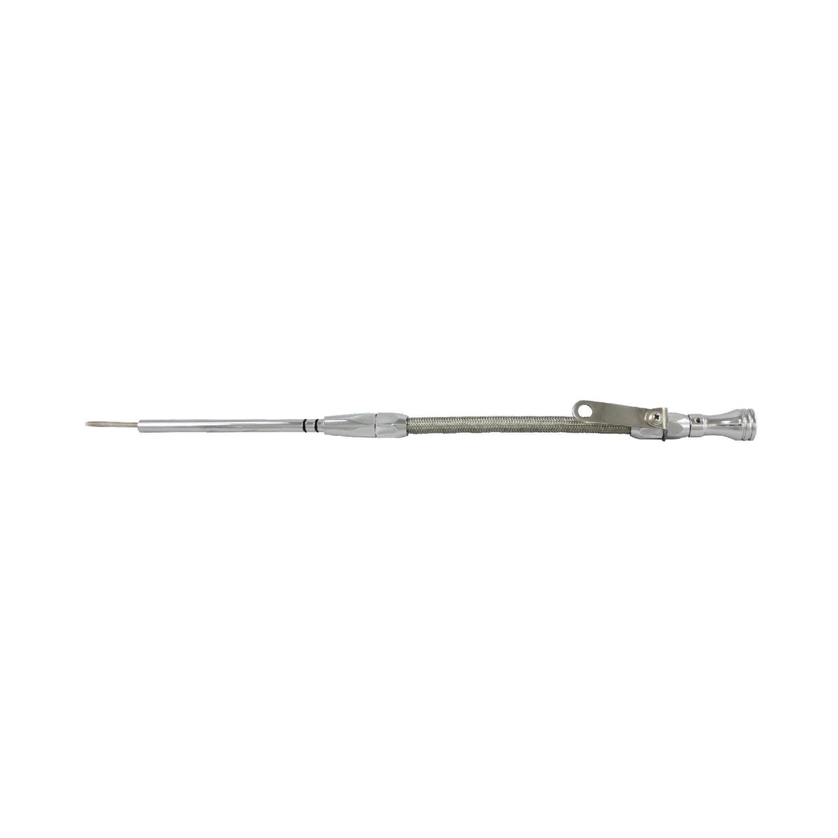 Chevy Small Block 1980-1985 Braided Stainless Steel Engine Oil Dipstick - Chrome